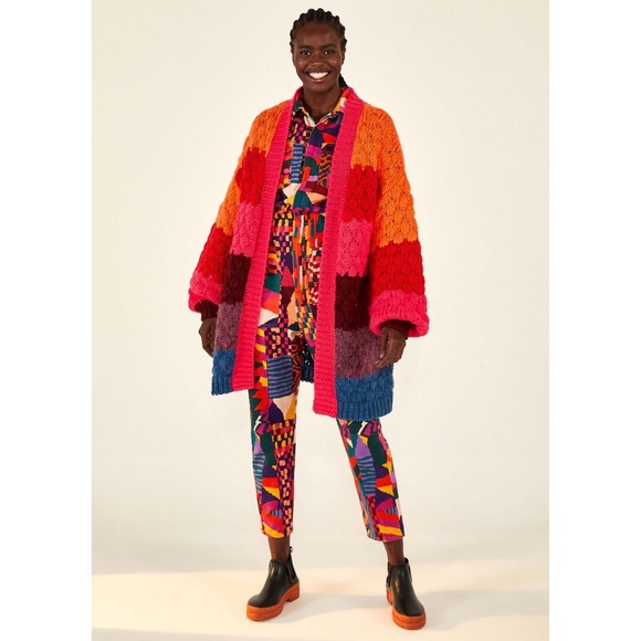 NEW Farm Rio Striped Cardigan Multi Small - Picture 8 of 17